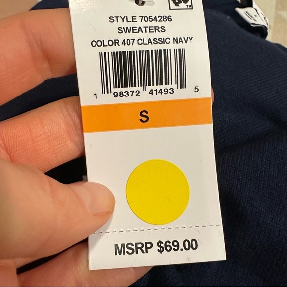 Cece navy blue crewneck sweater pearl button back - Picture 2 of 3